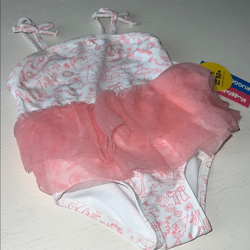 Rufflebutts By the Seaside Tulle Swimsuit 18-24 months 2T 3T 5 6 7 8 - Picture 4 of 5